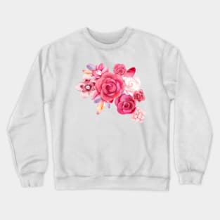 Still Life: Pink Roses Flower Creative Watercolor Drawing ps materialRed flowers petaled Crewneck Sweatshirt